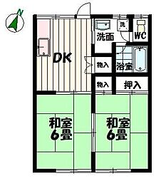 コーポ弓沢 2DKの間取図画像
