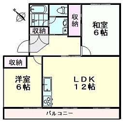 コーポサンライズB 2LDKの間取図画像