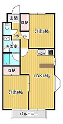 ラ・メゾンK's3 2LDKの間取図画像