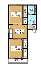 ポポラーレ 2DKの間取図画像