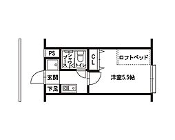 S.D.フォレスト 1DKの間取図画像