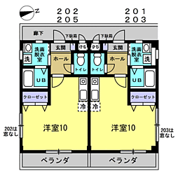 ボナール ワンルームの間取図画像