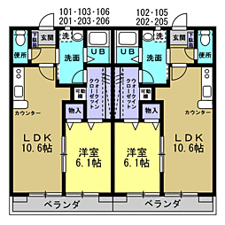 スカイハイム河原南 1LDKの間取図画像