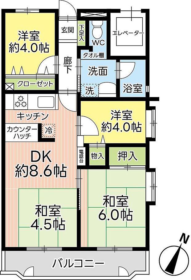 メゾン・ヴァンベール西島(4DK) 4階/401の間取り