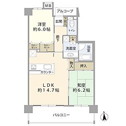 ゼファー湯河原D-PLACE南棟 2LDKの間取図画像