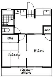 シティハイムYOU 2DKの間取図画像