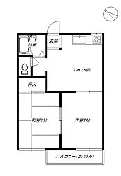 フレグランス北町A 2DKの間取図画像