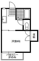 タウニィスズキ 1Kの間取図画像