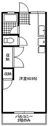 サン・一の宮A ワンルームの間取図画像