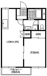 タウニィ丘 1LDKの間取図画像