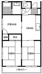 グリーンハイツ市川 3DKの間取図画像