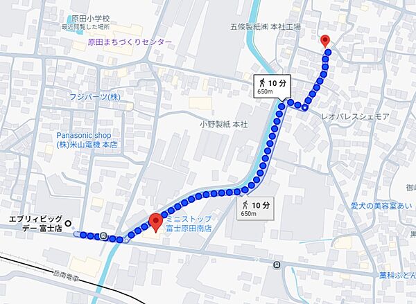 ミニストップまで、徒歩約9分、約600ｍ