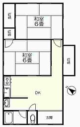 大月荘 2Kの間取図画像