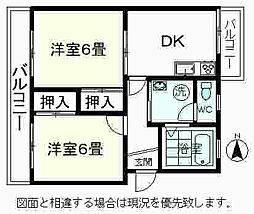 サニーハイツ 2DKの間取図画像