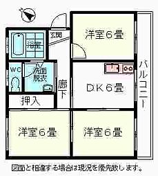 コーポ秋山B 3DKの間取図画像