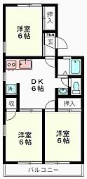 スカイハイツ宇佐美A 3DKの間取図画像