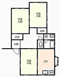 ベル川奈2 3DKの間取図画像