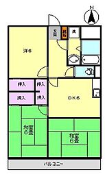 仁栄第2マンション 3DKの間取図画像