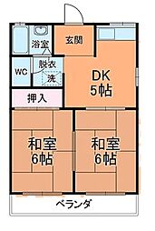 ファミール小林 2DKの間取図画像