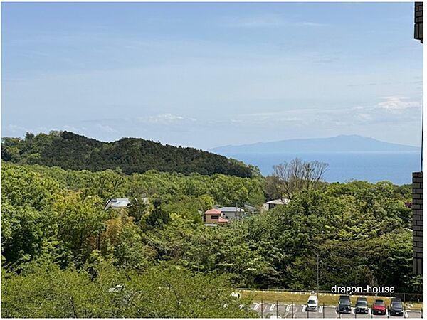 眺望（右手）伊豆大島望む