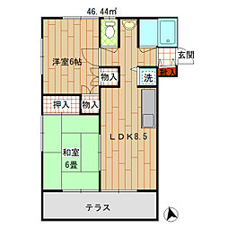 グリーンハイツ久が原 1階2LDKの間取り