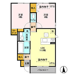ロイヤルプレイスB 2LDKの間取図画像