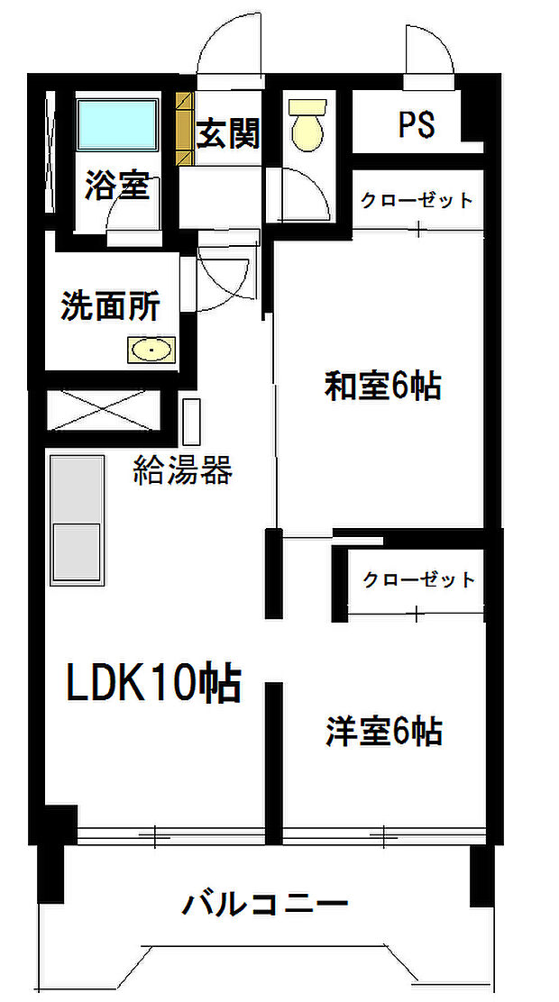 旭川市　第一、５条ビルマンション(2LDK) 8階/83号室の間取り