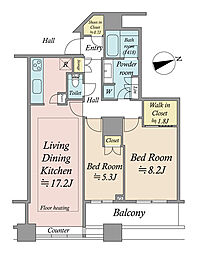 芝浦アイランド　グローヴタワー 2LDKの間取り