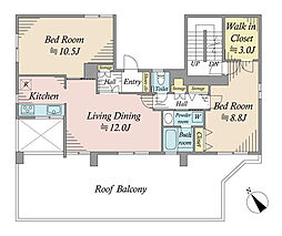 ヴィップ第2四谷 2LDKの間取り