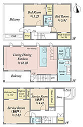 戸建 川崎市川崎区渡田新町3丁目 2SLDKの間取り