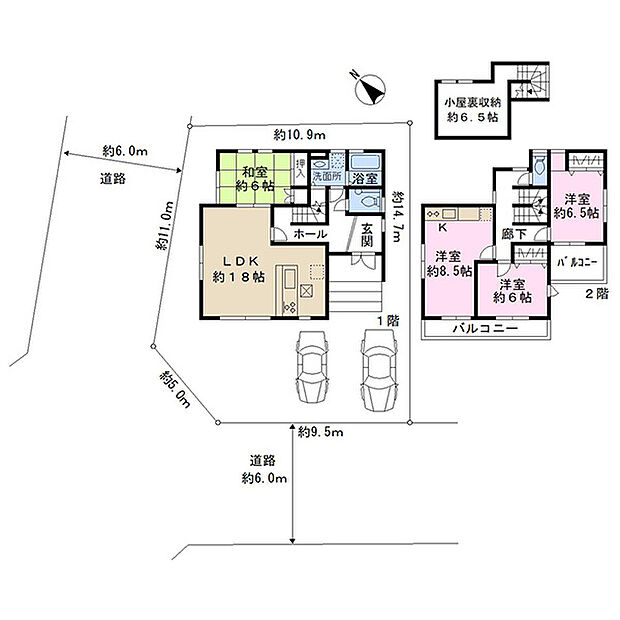 建物面積116.33ｍ2・4LDK＋小屋裏収納・駐車スペース2台分（車種制限有り）