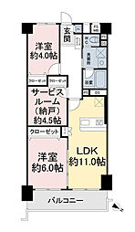 ダイヤリッジ常盤平 2SLDKの間取り