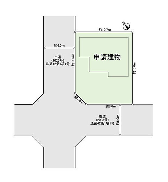 前面道路は南西・北西ともに6ｍ公道