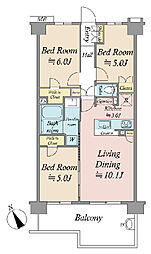 サンクレイドル調布多摩川 3LDKの間取り