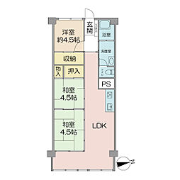 小金井スカイコーポラス 3LDKの間取り