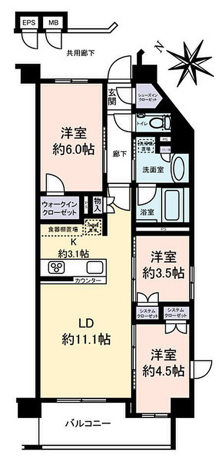 3LDK 間取り