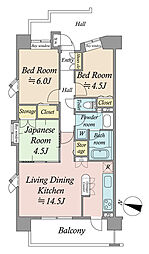 グローリオ千住新橋 3LDKの間取り