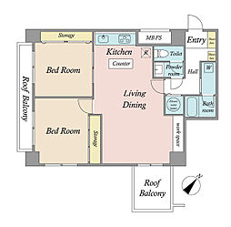 ライオンズマンション曳舟 2LDKの間取り