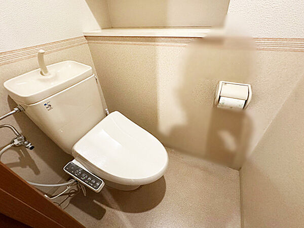 落ち着いた内装のトイレで、リラックスできる空間に