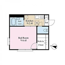 グリーン・フラッツB 1階1Kの間取り