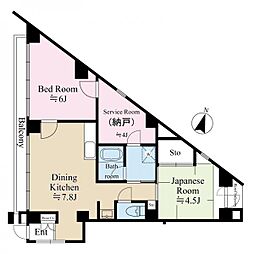ライトコートK 2階2LDKの間取り