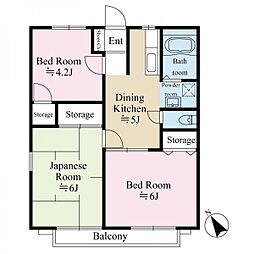 ファミール木倉 2階3Kの間取り