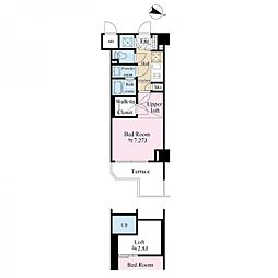 テラス都立大学 1階1Kの間取り