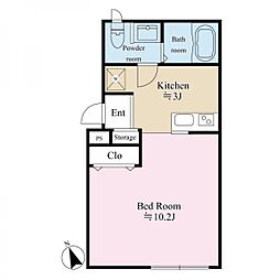 ミルクリーク市川北Ａ棟 1階ワンルームの間取り
