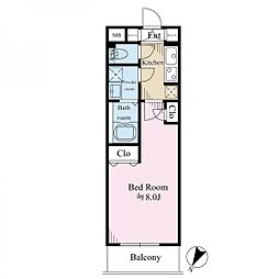 テラス鵜の木 3階1Kの間取り