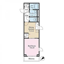 テラス駒込 3階1DKの間取り
