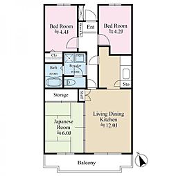 茂士山マンション 3LDKの間取図画像