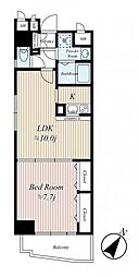 フェアネスK横浜 8階1LDKの間取り