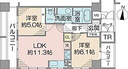 オーベル代官山DE 2LDKの間取図画像