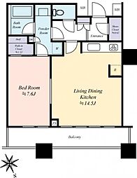 芝浦アイランドグローヴタワー 1LDKの間取図画像